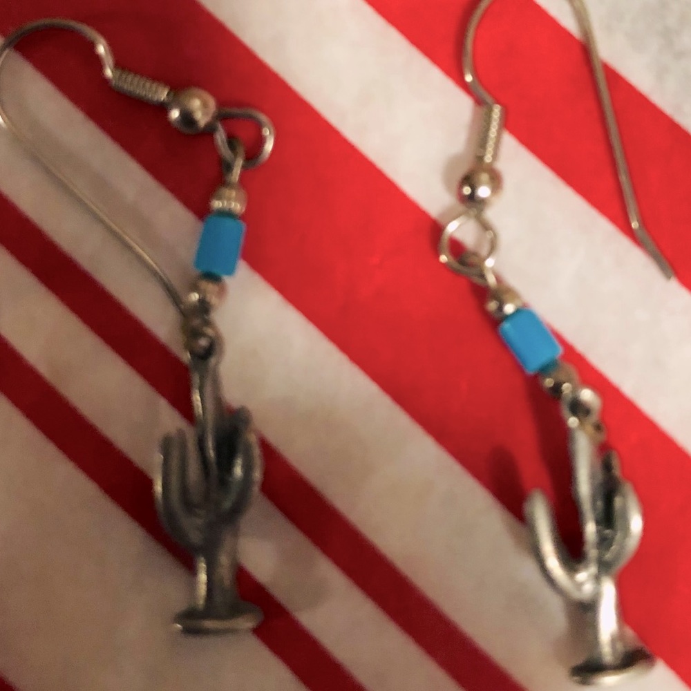 Cactus Earrings, with Turquoise